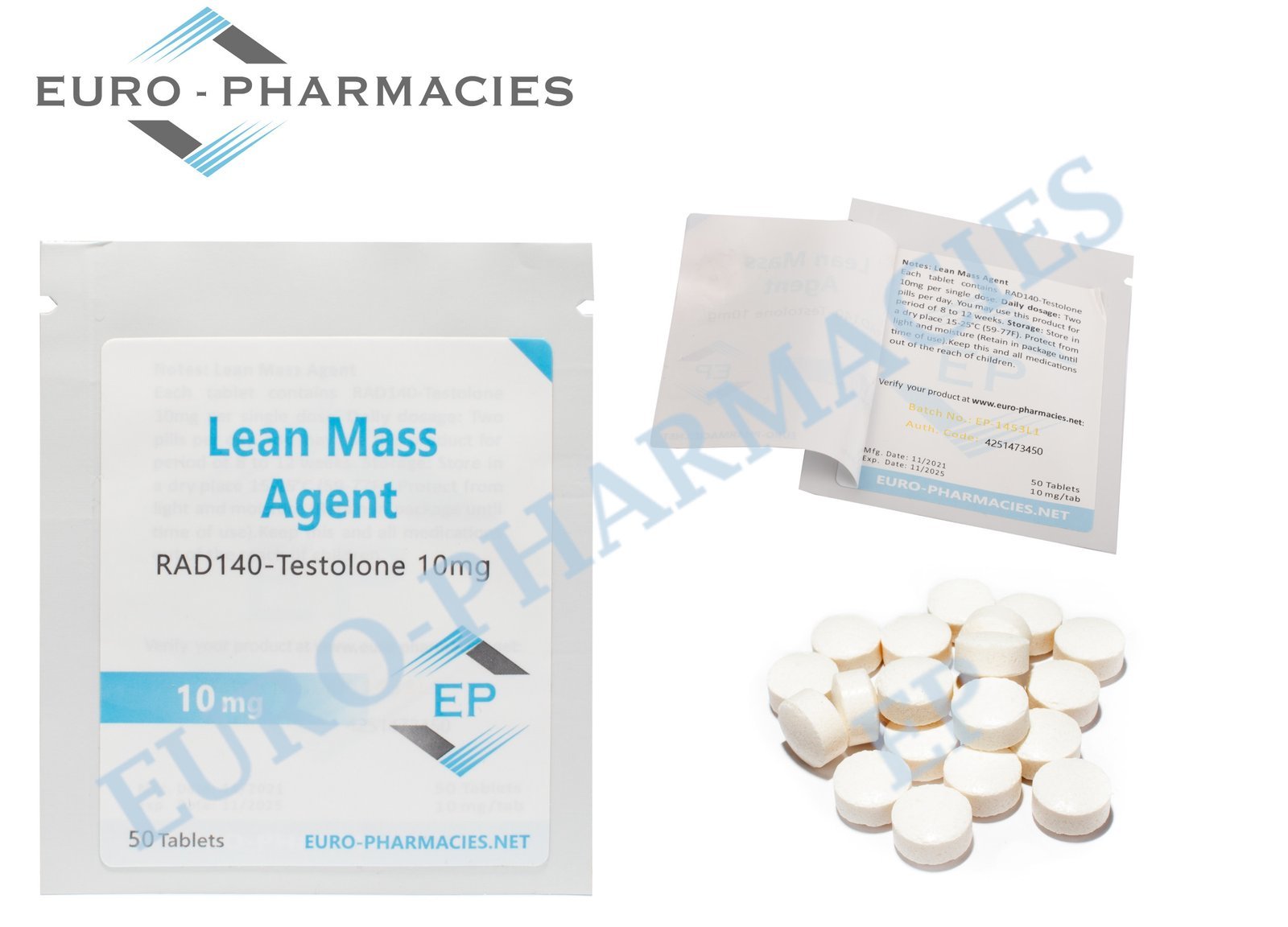 Euro Pharmacies Lean Mass (RAD140) – 10mg/tab- 50 tab