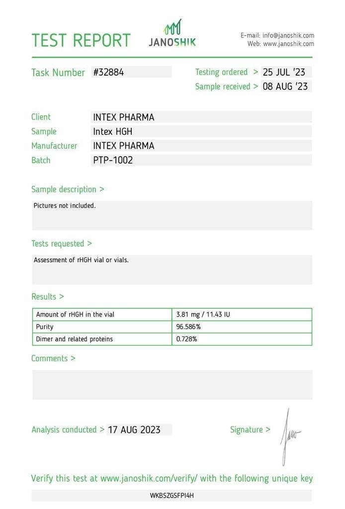 Intex Pharma (Human Growth Hormone) HGH 100IU 10 x 10ius vials - Image 2