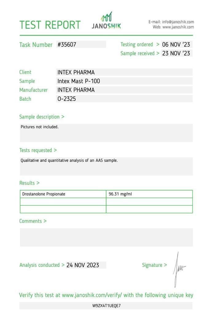 Intex Pharma Mast P-100 (Drostanolone Propionate) - Image 2